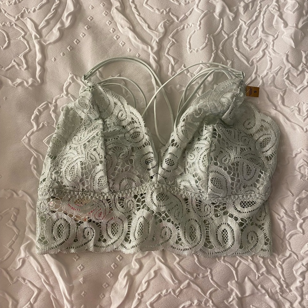 VS/PINK shimmery mint blue bralette